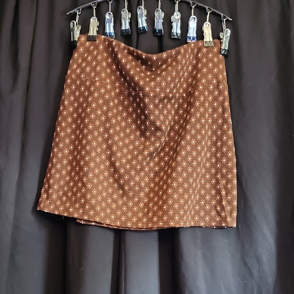 Ultra Flirt Brown Mini Skirt with Star Pattern